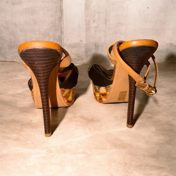 Sam Edelman Mason Leather and woven platform heels stiletto boho hippy vibes 7M - Picture 6 of 9